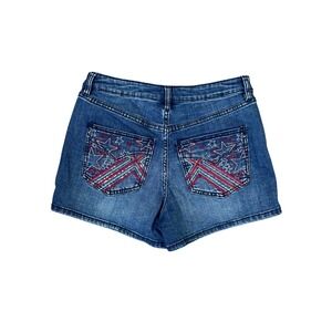 Shyanne Womens Medium Wash Star Sequin Embroidered Denim Shorts Blue Size 29